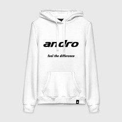 Толстовка-худи хлопковая женская Andro: Feel the difference, цвет: белый