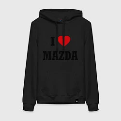 Толстовка-худи хлопковая женская I love Mazda, цвет: черный
