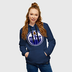Толстовка-худи хлопковая женская Edmonton Oilers, цвет: тёмно-синий — фото 2