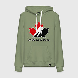 Толстовка-худи хлопковая женская Canada, цвет: авокадо