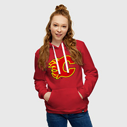 Толстовка-худи хлопковая женская Calgary Flames, цвет: красный — фото 2