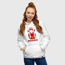 Толстовка-худи хлопковая женская Russia dj цвета белый — фото 2
