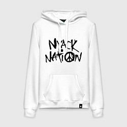 Толстовка-худи хлопковая женская Nyack nation, цвет: белый
