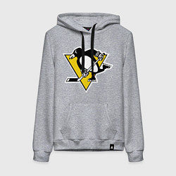 Толстовка-худи хлопковая женская Pittsburgh Penguins: Malkin 71, цвет: меланж