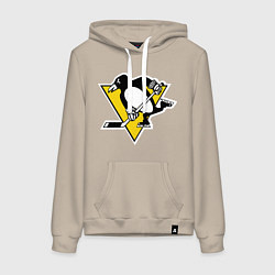 Толстовка-худи хлопковая женская Pittsburgh Penguins: Malkin 71, цвет: миндальный