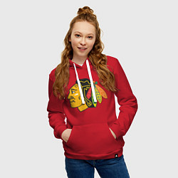 Толстовка-худи хлопковая женская Chicago Blackhawks: Kane, цвет: красный — фото 2