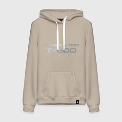 Толстовка-худи хлопковая женская Терминатор Т-800, цвет: миндальный