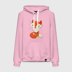 Толстовка-худи хлопковая женская Лисичка, цвет: светло-розовый
