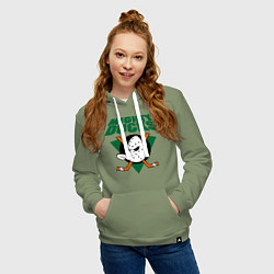 Толстовка-худи хлопковая женская Anaheim Mighty Ducks, цвет: авокадо — фото 2