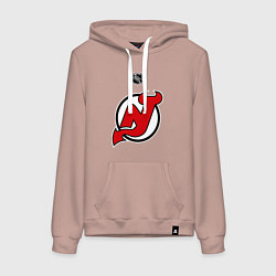 Толстовка-худи хлопковая женская New Jersey Devils: Kovalchuk 17, цвет: пыльно-розовый
