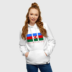 Толстовка-худи хлопковая женская Азербайджан, цвет: белый — фото 2