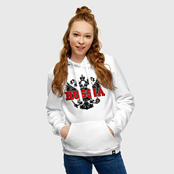 Толстовка-худи хлопковая женская Russia Coat, цвет: белый — фото 2
