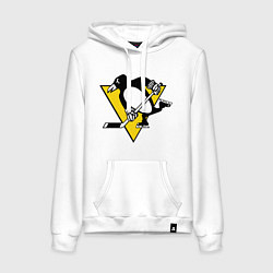 Толстовка-худи хлопковая женская Pittsburgh Penguins, цвет: белый