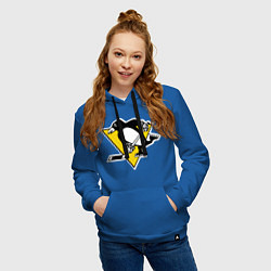 Толстовка-худи хлопковая женская Pittsburgh Penguins, цвет: синий — фото 2