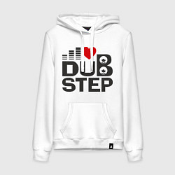 Толстовка-худи хлопковая женская Dubstep love, цвет: белый