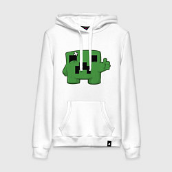 Толстовка-худи хлопковая женская Minecraft Green, цвет: белый