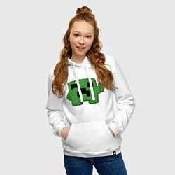 Толстовка-худи хлопковая женская Minecraft Green, цвет: белый — фото 2