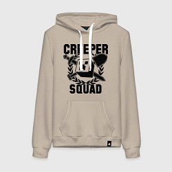 Толстовка-худи хлопковая женская Creeper Squad, цвет: миндальный