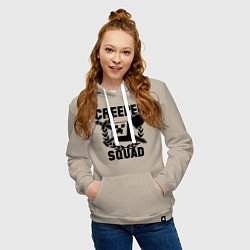 Толстовка-худи хлопковая женская Creeper Squad, цвет: миндальный — фото 2