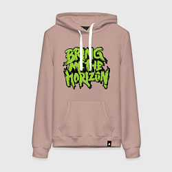 Толстовка-худи хлопковая женская Bring me the horizon, цвет: пыльно-розовый