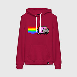 Толстовка-худи хлопковая женская Nyan Cat, цвет: маджента