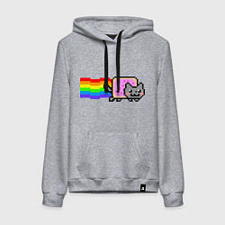 Толстовка-худи хлопковая женская Nyan Cat, цвет: меланж