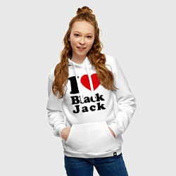 Толстовка-худи хлопковая женская I love black jack, цвет: белый — фото 2