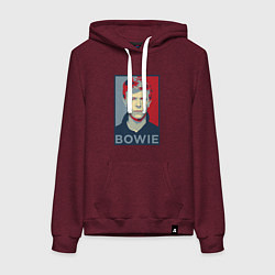 Толстовка-худи хлопковая женская Bowie Poster, цвет: меланж-бордовый