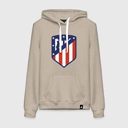 Толстовка-худи хлопковая женская Atletico Madrid, цвет: миндальный