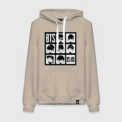 Толстовка-худи хлопковая женская BTS: We are bulletproof, цвет: миндальный