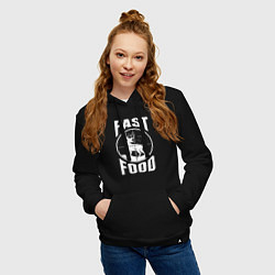 Толстовка-худи хлопковая женская FAST FOOD олень в прицеле, цвет: черный — фото 2