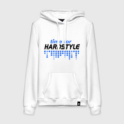 Толстовка-худи хлопковая женская Time for Hardstyle, цвет: белый