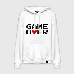 Толстовка-худи хлопковая женская Game over 8 bit, цвет: белый