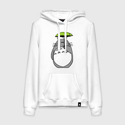 Толстовка-худи хлопковая женская Totoro с зонтом, цвет: белый