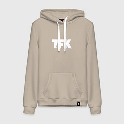Толстовка-худи хлопковая женская TFK: White Logo, цвет: миндальный