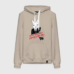 Толстовка-худи хлопковая женская Misfits: White rabbit, цвет: миндальный