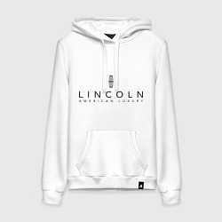Толстовка-худи хлопковая женская Lincoln logo, цвет: белый