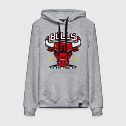 Толстовка-худи хлопковая женская Chicago Bulls est. 1966, цвет: меланж