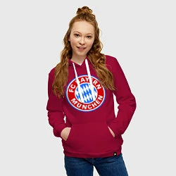 Толстовка-худи хлопковая женская Bayern Munchen FC, цвет: маджента — фото 2