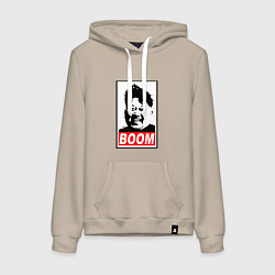 Толстовка-худи хлопковая женская BOOM: Kim Chen Eun, цвет: миндальный