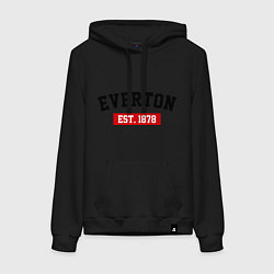 Толстовка-худи хлопковая женская FC Everton Est. 1878, цвет: черный