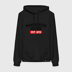 Толстовка-худи хлопковая женская FC Manchester United Est. 1878, цвет: черный