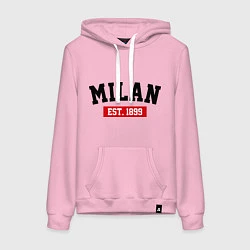 Толстовка-худи хлопковая женская FC Milan Est. 1899, цвет: светло-розовый