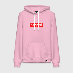 Толстовка-худи хлопковая женская Senpai Supreme, цвет: светло-розовый