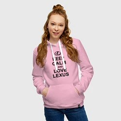 Толстовка-худи хлопковая женская Keep Calm & Love Lexus, цвет: светло-розовый — фото 2