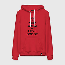 Толстовка-худи хлопковая женская Keep Calm & Love Dodge, цвет: красный