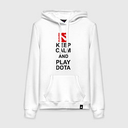 Толстовка-худи хлопковая женская Keep Calm & Play Dota, цвет: белый