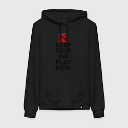 Толстовка-худи хлопковая женская Keep Calm & Play Dota, цвет: черный