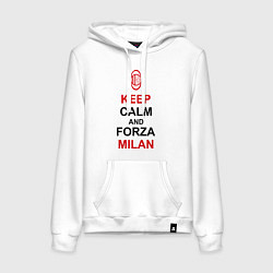 Толстовка-худи хлопковая женская Keep Calm & Forza Milan, цвет: белый