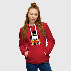 Толстовка-худи хлопковая женская SWAG Penguin, цвет: красный — фото 2